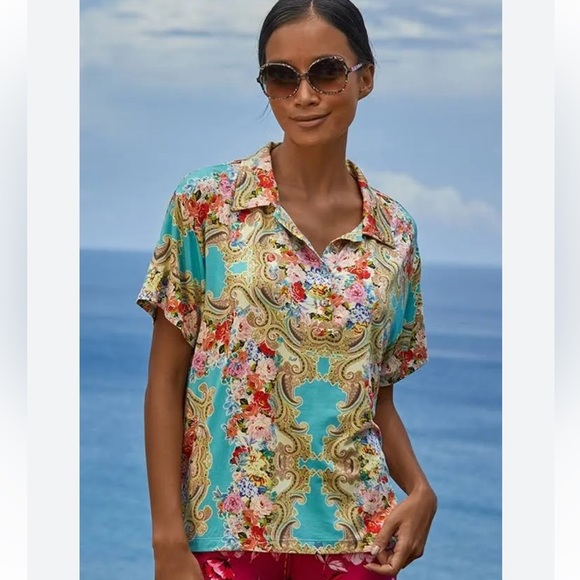 Johnny Was “Rivoray” Short Sleeve Floral Print Tee Small New Without Tags! - Picture 1 of 13